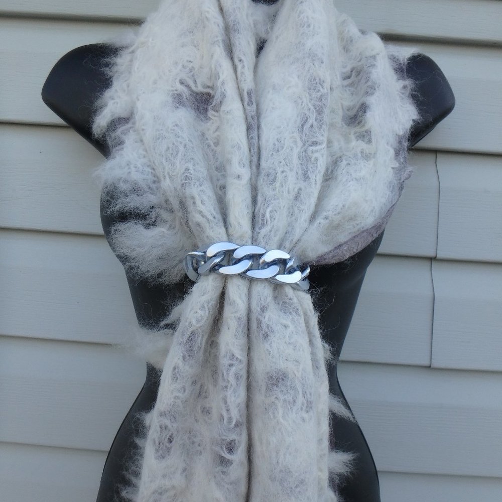 Hand felted alpaca shawl- scarf